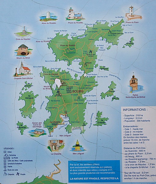 Bretagne Insel Île de Bréhat: Karte.