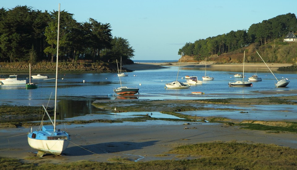 Bretagne Gezeiten: Douronmündung bei Ebbe