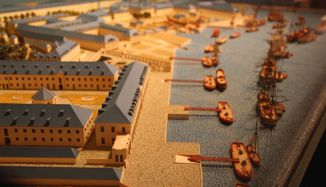 Modell Hafengelände der Ostindien-Kompanie in Lorient