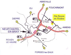 Bretagne-Anreise: Unterkunft in der Normandie in Sainte-Beuve-en-Rivière.