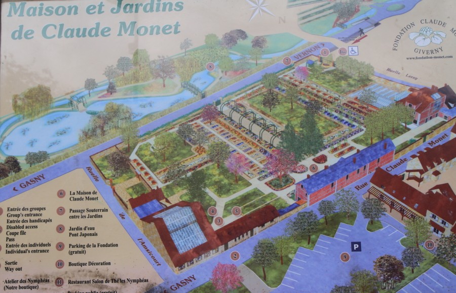 Der Garten von Monet in Giverny: Lageplan