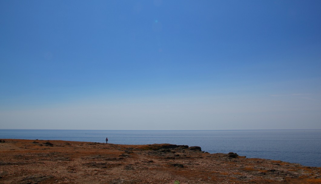 Blick auf das Meer von der Pointe de l'Enfer auf der Bretagne-Insel Ile de Groix