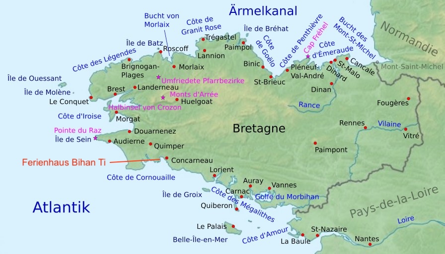 Karte Ferienhaus Beg Meil