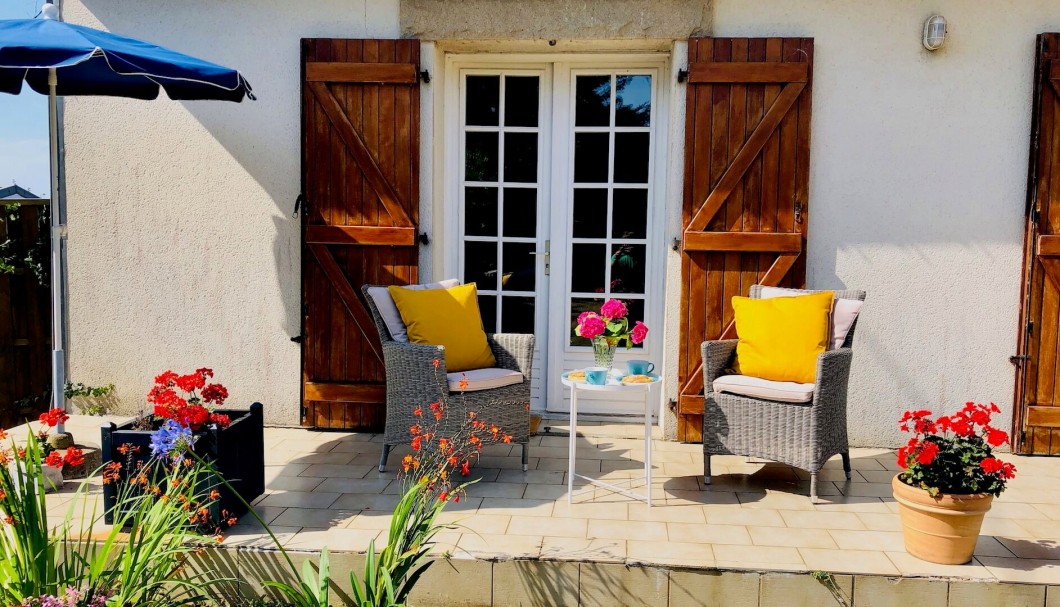 Ferienhaus Bretagne Au Bord de la Mer - Sitzplatz auf der Terrasse