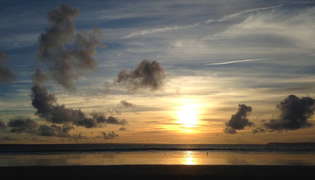 Ferienhaus Bretagne Lescorveau - Sonnenuntergang Pentrez