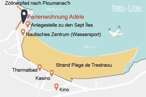 Ferienwohnung Bretagne Adèle - Lage in Perros-Guirec der Nordbretagne.