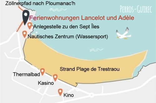 Ferienwohnungen Bretagne Lancelot und Adèle - Lage in Perros-Guirec der Nordbretagne.