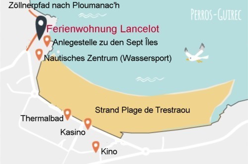 Ferienwohnung Bretagne Lancelot - Lage in Perros-Guirec der Nordbretagne.