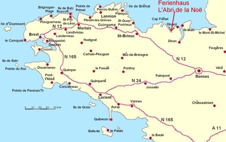 Bretagne Karte Ferienhaus L'Abri de la Noë