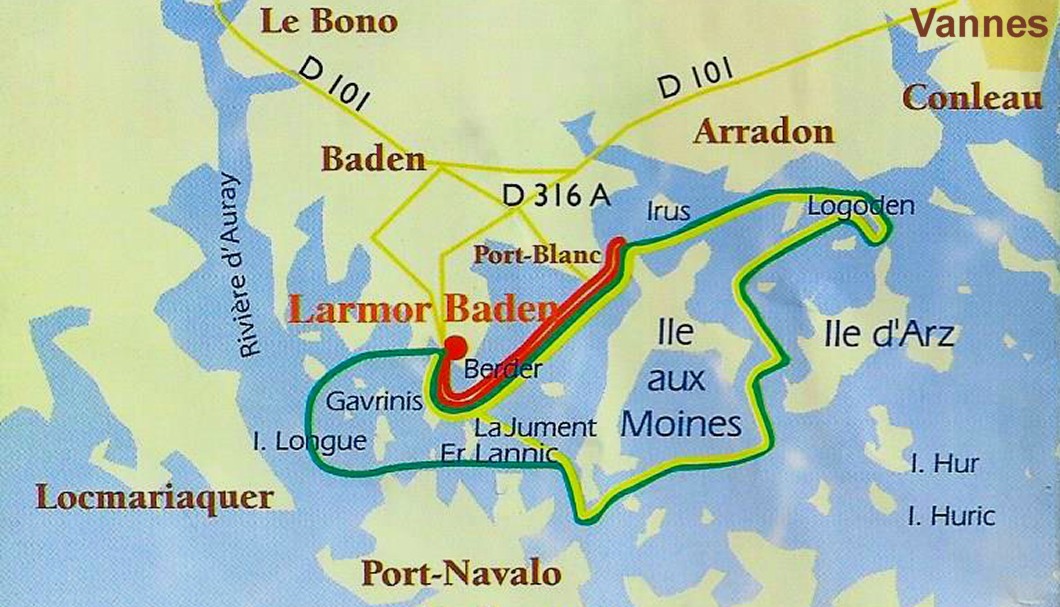 Karte Ile aux Moines im Golf von Morbihan