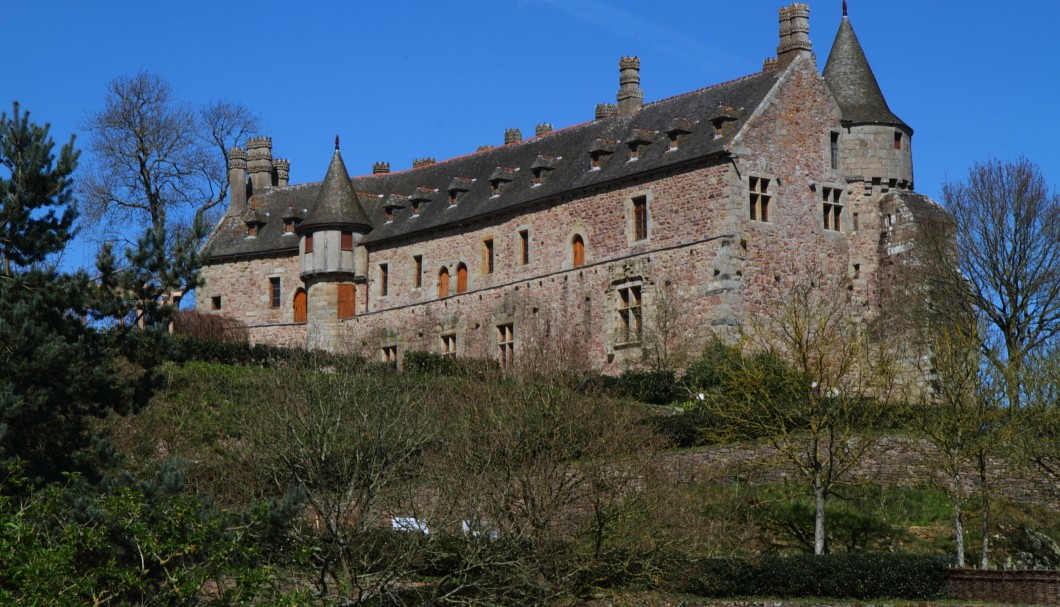 Bretagne Garten/Park Château de la Roche Jagu - Blick auf Schloss