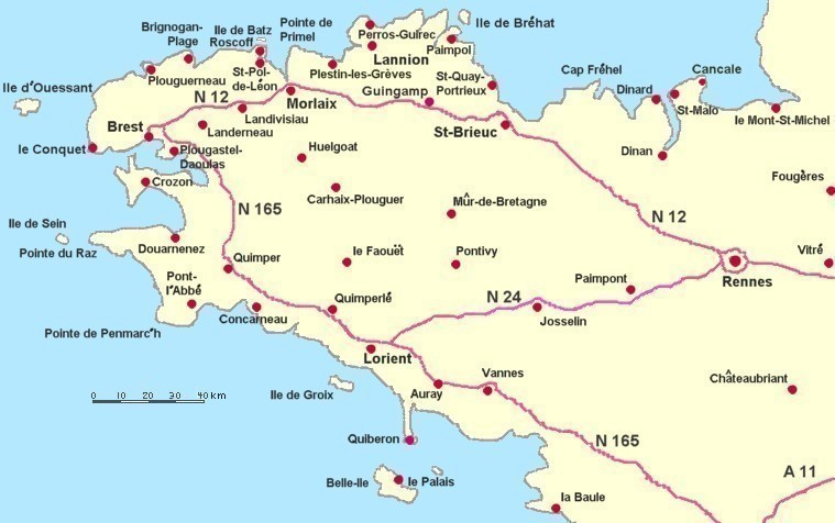 Bretagne Karte Landkarte