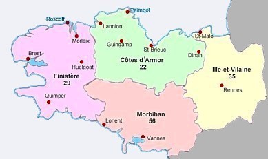 Bretagne-Karte der Regionen
